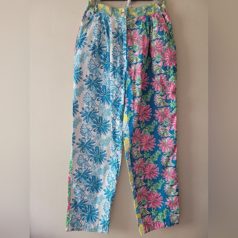 Vintage Lilly Pulitzer High Waist Trousers 10 Palm Springs Vacation Golf Floral